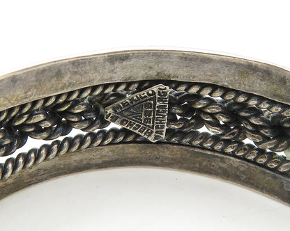 AYB MEXICO 925 Sterling Silver Vintage Dark Tone Rope Twist Cuff Bracelet BT7948