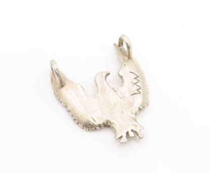 925 Sterling Silver Vintage Pendant Etched Majestic Flying Eagle Charm  PT25932