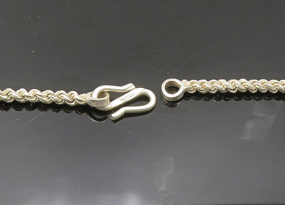 925 Sterling Silver  Vintage Shiny Minimalist Rope Twist Chain Necklace NE3407