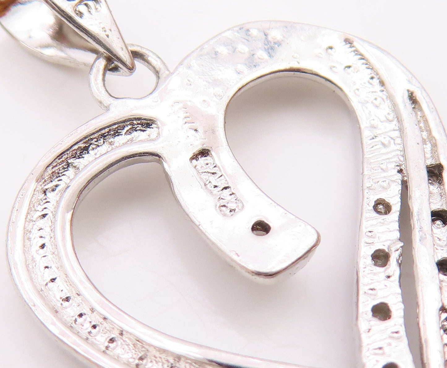 925 Sterling Silver  Genuine Black & White Diamonds Love Heart Pendant PT11507