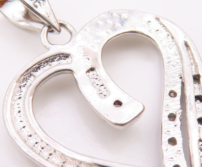 925 Sterling Silver  Genuine Black & White Diamonds Love Heart Pendant PT11507