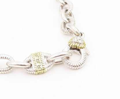 18k Gold & 925 Sterling Silver Vintage Necklace JUDITH RIPKA CZ Chain  NE4854
