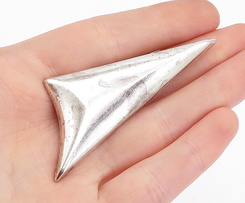 925 Sterling Silver  Vintage Shiny Smooth Hollow Pointed Brooch Pin  BP1497