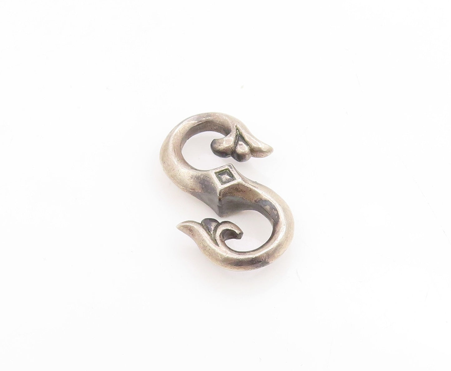 925 Sterling Silver Vintage Necklace Clasp Gothic Scrollwork S Shape Hook TR4176