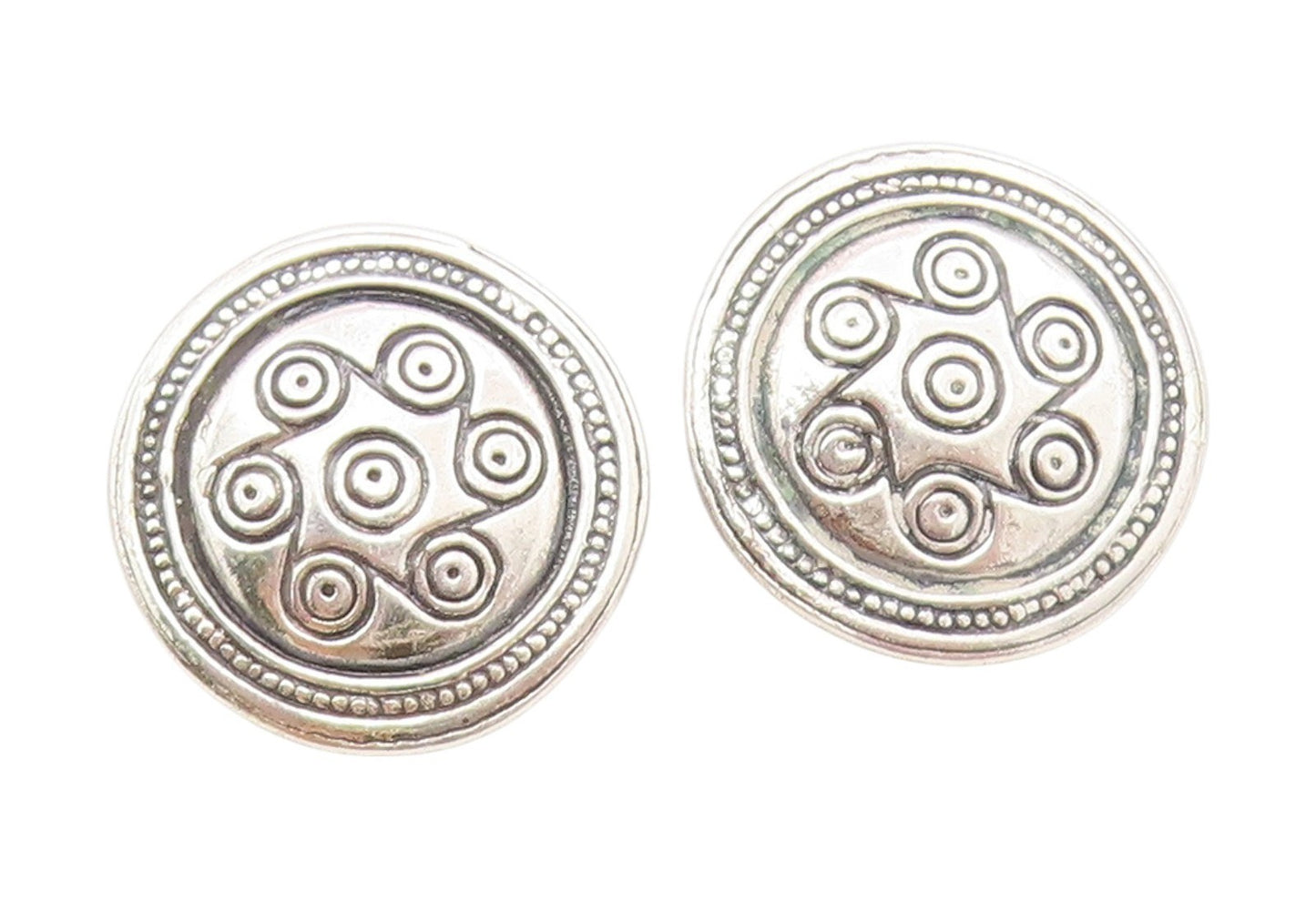 925 Sterling Silver Vintage Earrings Etched Celtic Knotwork Round Studs  EG13930