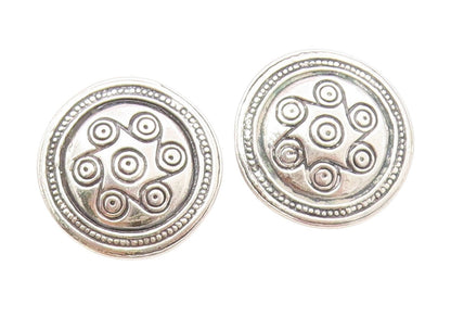 925 Sterling Silver Vintage Earrings Etched Celtic Knotwork Round Studs  EG13930