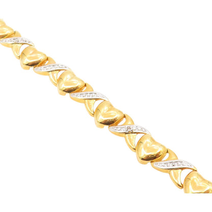925 Sterling Silver  Genuine Diamonds Love Hearts XO Chain Bracelet  BT7583
