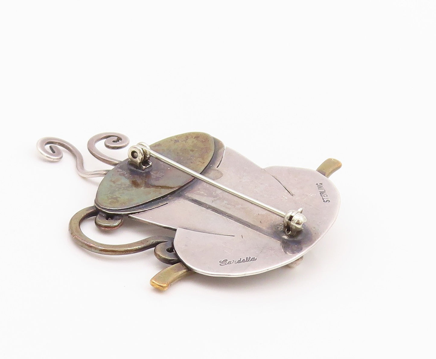 925 Sterling Silver Vintage Brooch GARDELLA Steaming Hot Coffee Cup  BP11663
