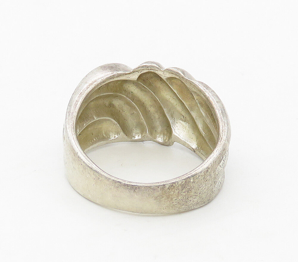 925 Sterling Silver  Vintage Shiny Fluted Dome Band Ring Sz 7  RG16896