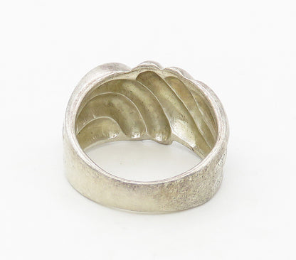 925 Sterling Silver  Vintage Shiny Fluted Dome Band Ring Sz 7  RG16896