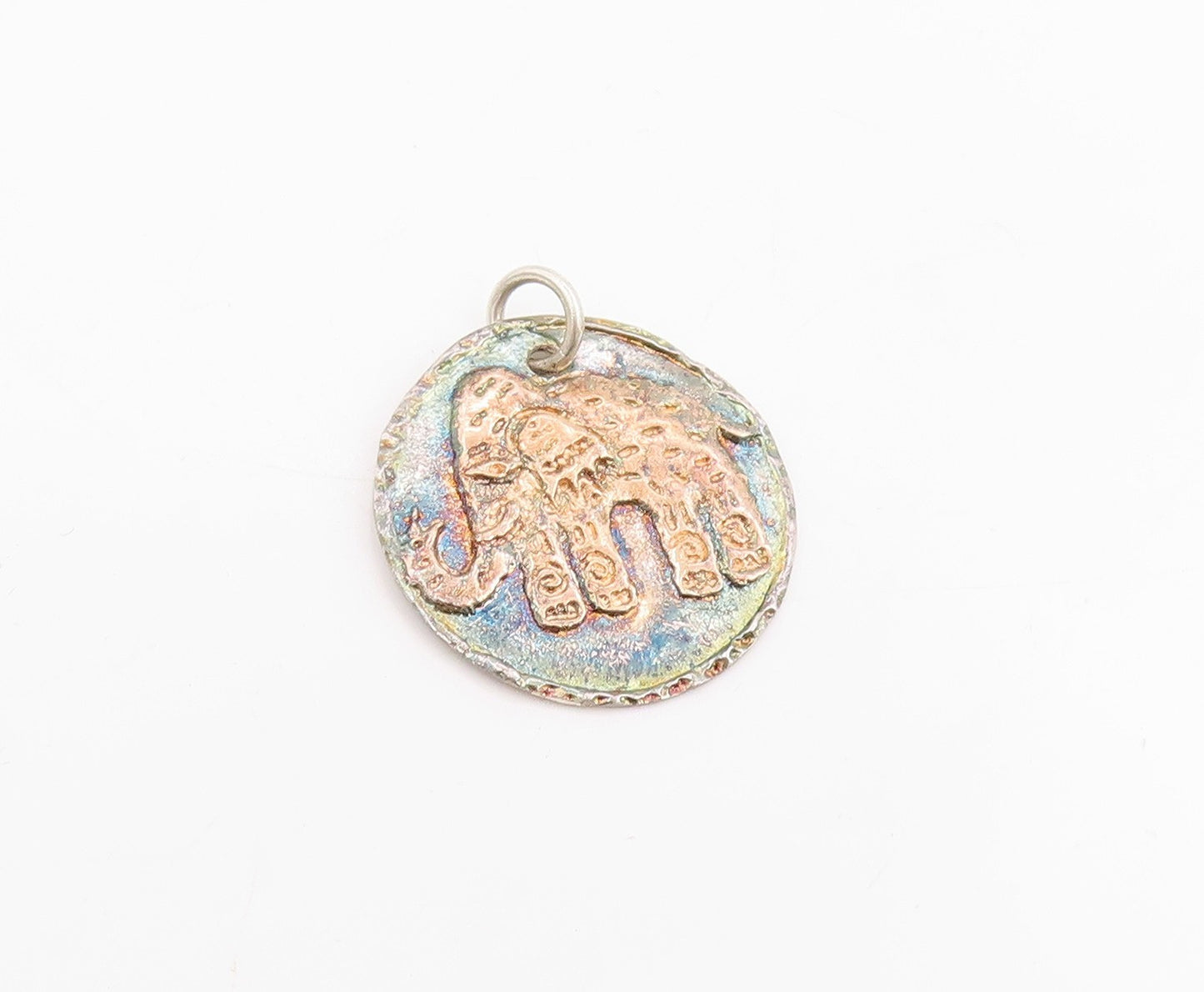 925 Sterling Silver Vintage Pendant Multi Tone Majestic Elephant Medal  PT25596
