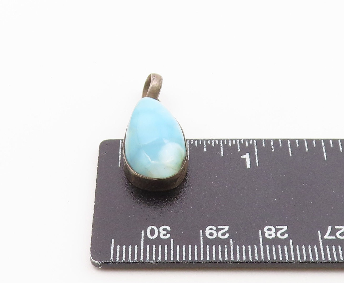925 Sterling Silver  Vintage Cabochon Cut Larimar Rain Drop Pendant  PT15703