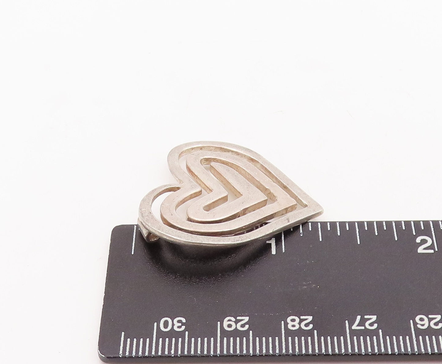925 Sterling Silver Vintage Pendant Cutout Spiral Love Heart PT23434