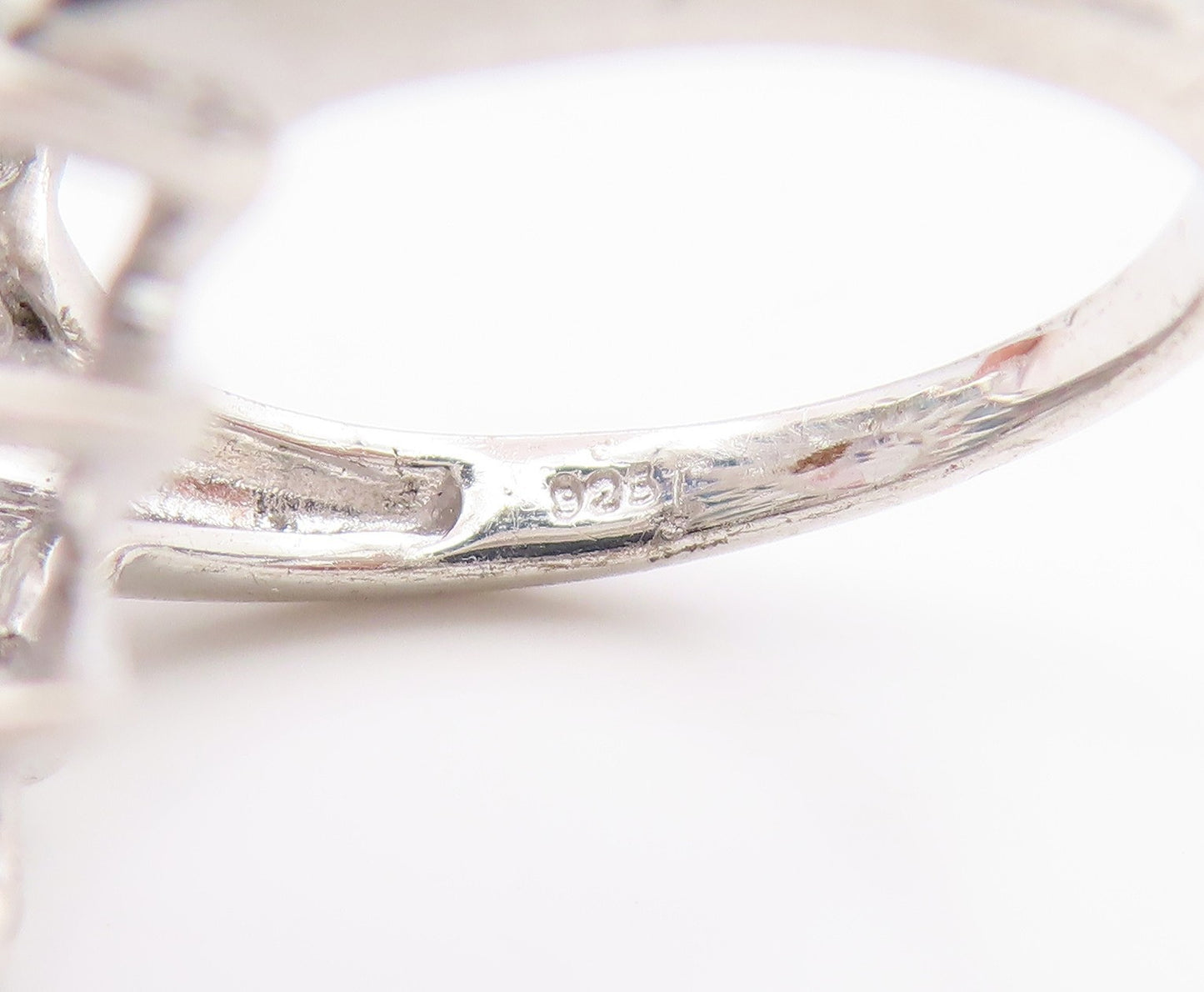 925 Sterling Silver Vintage Ring Pear Cut Amethyst & Sapphire Band Sz 7 RG36040