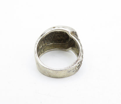 925 Sterling Silver Vintage Antique Dark Tone Buckle Band Ring Sz 6 RG5132