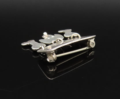 A&J HARVEY 925 Silver  Vintage Engraved Dog & Bones Charm Brooch Pin  BP9722