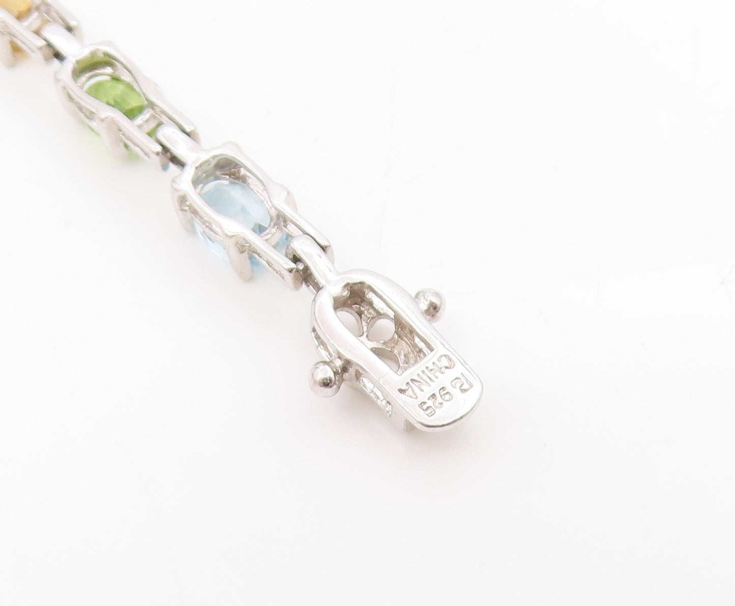 925 Sterling Silver Vintage Bracelet Multi Gemstone Elegant Tennis Link  BT11747