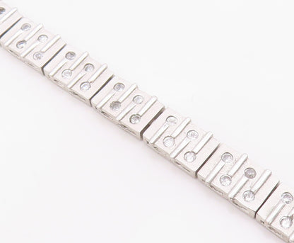 925 Sterling Silver Vintage Bracelet Topaz Modernist Geometric Link  BT12117