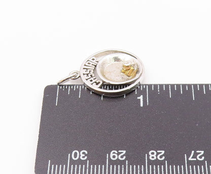 925 Sterling Silver  Vintage Two Tone Cassiar Cutout Plate Pendant  PT21842