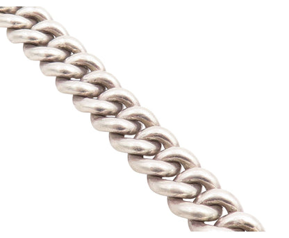 925 Sterling Silver Vintage Bracelet Chunky Love Heart Clasp Curb Chain  BT11816