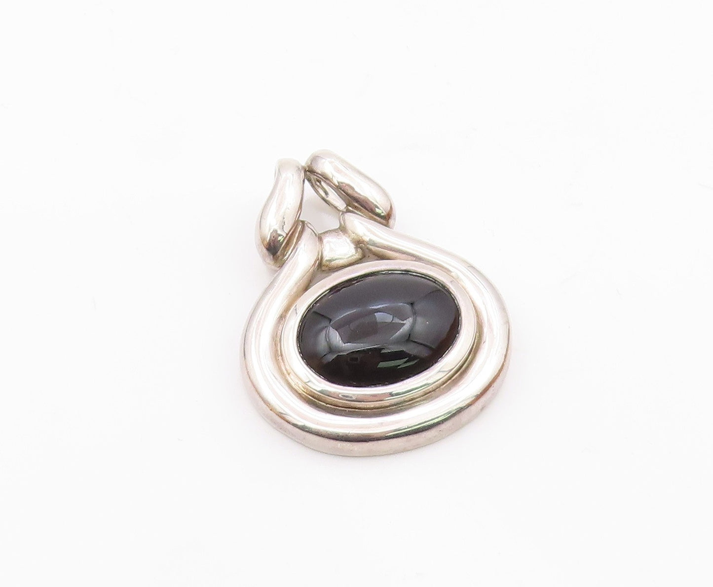 ROSS SIMON 925 Sterling Silver  Vintage Cabochon Black Onyx Pendant  PT11754