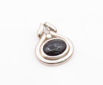 ROSS SIMON 925 Sterling Silver  Vintage Cabochon Black Onyx Pendant  PT11754