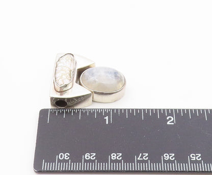 925 Sterling Silver  Vintage Mother Of Pearl & Moonstone Pendant  PT16267