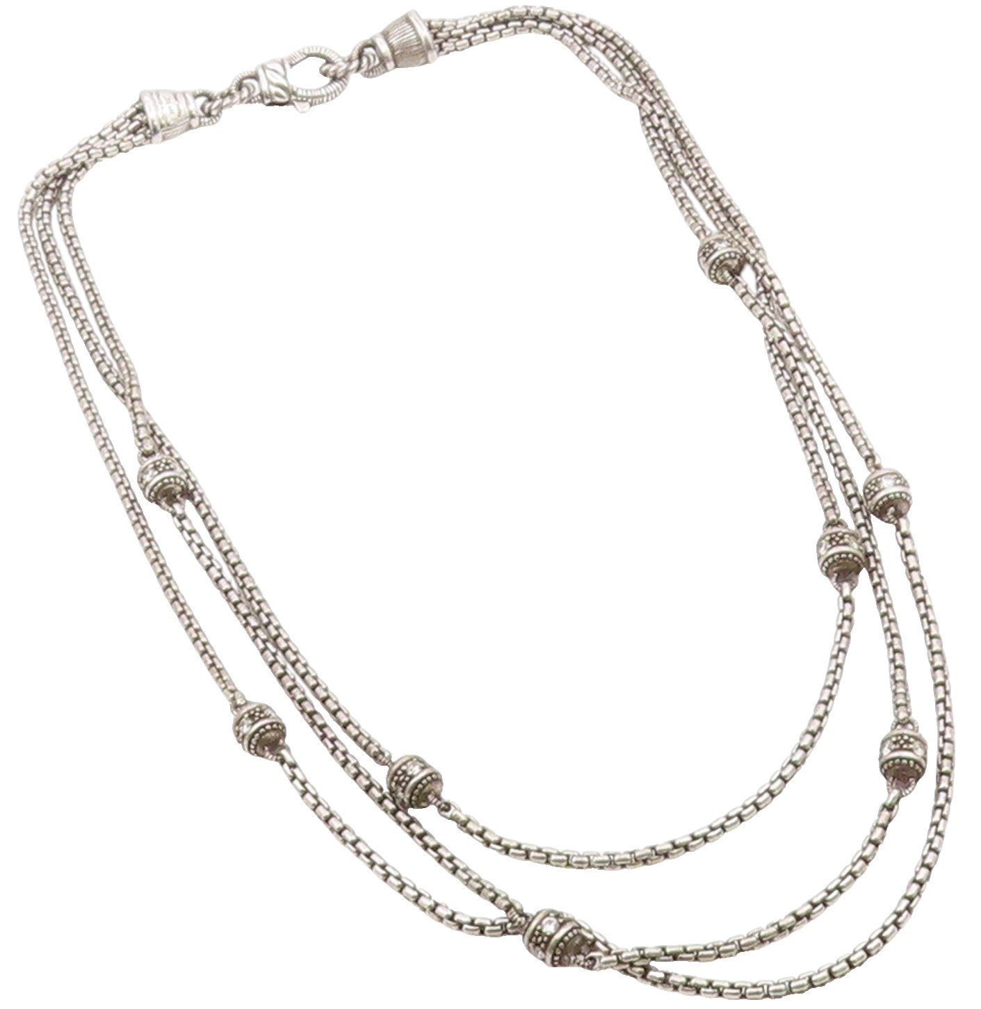 JUDITH RIPKA 925 Silver  Vintage Cubic Zirconia Ball Layered Necklace  NE3921