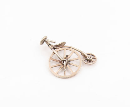 925 Sterling Silver Vintage Pendant Penny Farthing Bicycle Charm Moves  PT26166