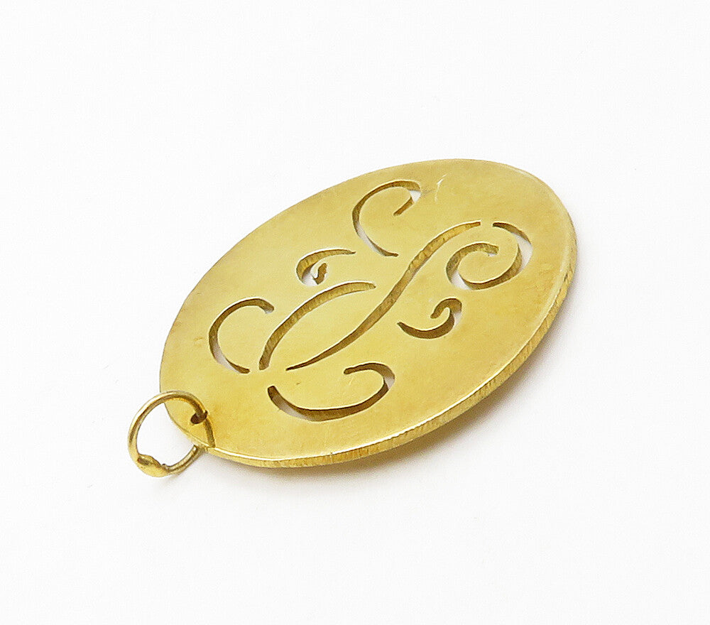 925 Sterling Silver  Shiny Gold Plated Cutout Design Smooth Pendant  PT13070