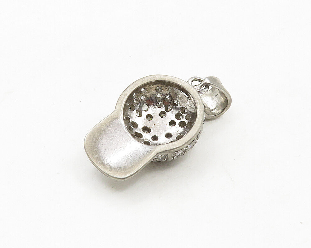 925 Sterling Silver  Vintage Cubic Zirconia Baseball Cap Pendant  PT15263