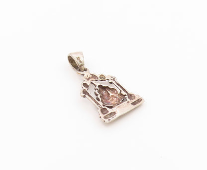 925 Sterling Silver  Vintage Figure Sitting Between Pedestal Pendant  PT21884