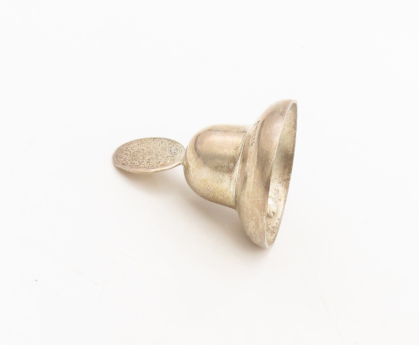 925 Sterling Silver  Vintage Solid Minimalist Bell Jingles Child Toy  TR3649