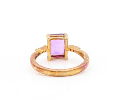 925 Sterling Silver Vintage Ring Gold Plated Amethyst & Topaz  Sz 7  RG30021