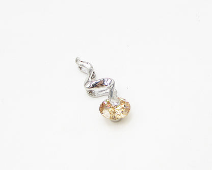 925 Sterling Silver  Cubic Zirconia Wavy Rolling Wheel Slider Pendant  PT2002