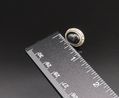 925 Sterling Silver  Vintage Cabochon Black Onyx Stud Earrings  EG12062