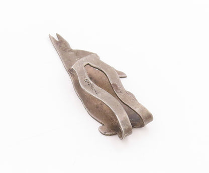 925 Sterling Silver Vintage Tie Clip Antique Joan Leaping Bunny Cut Out  TR3969
