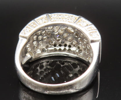 925 Silver  Vintage Crisscross Detail Cubic Zirconia Band Ring Sz 7.5  RG25392