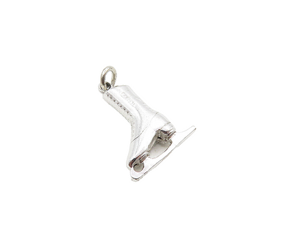 925 Sterling Silver  Vintage Shiny Petite Ice Skate Motif Pendant  PT6804