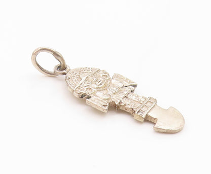 925 Sterling Silver  Vintage Petite Traditional Warrior Statue Pendant PT15988
