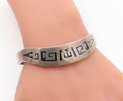 MEXICO 925 Sterling Silver  Vintage Enamel Patterned Cuff Bracelet  BT2013