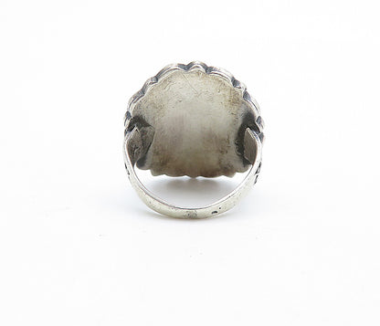 925 Silver  Vintage Turquoise Onyx & Opal Victorian Cocktail Ring Sz 5  RG7641