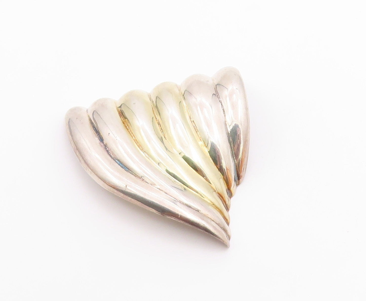 MEXICO 925 Sterling Silver  Vintage Modernist Fluted Wing Brooch Pin  BP4336