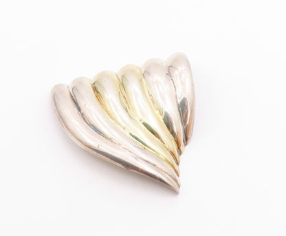 MEXICO 925 Sterling Silver  Vintage Modernist Fluted Wing Brooch Pin  BP4336