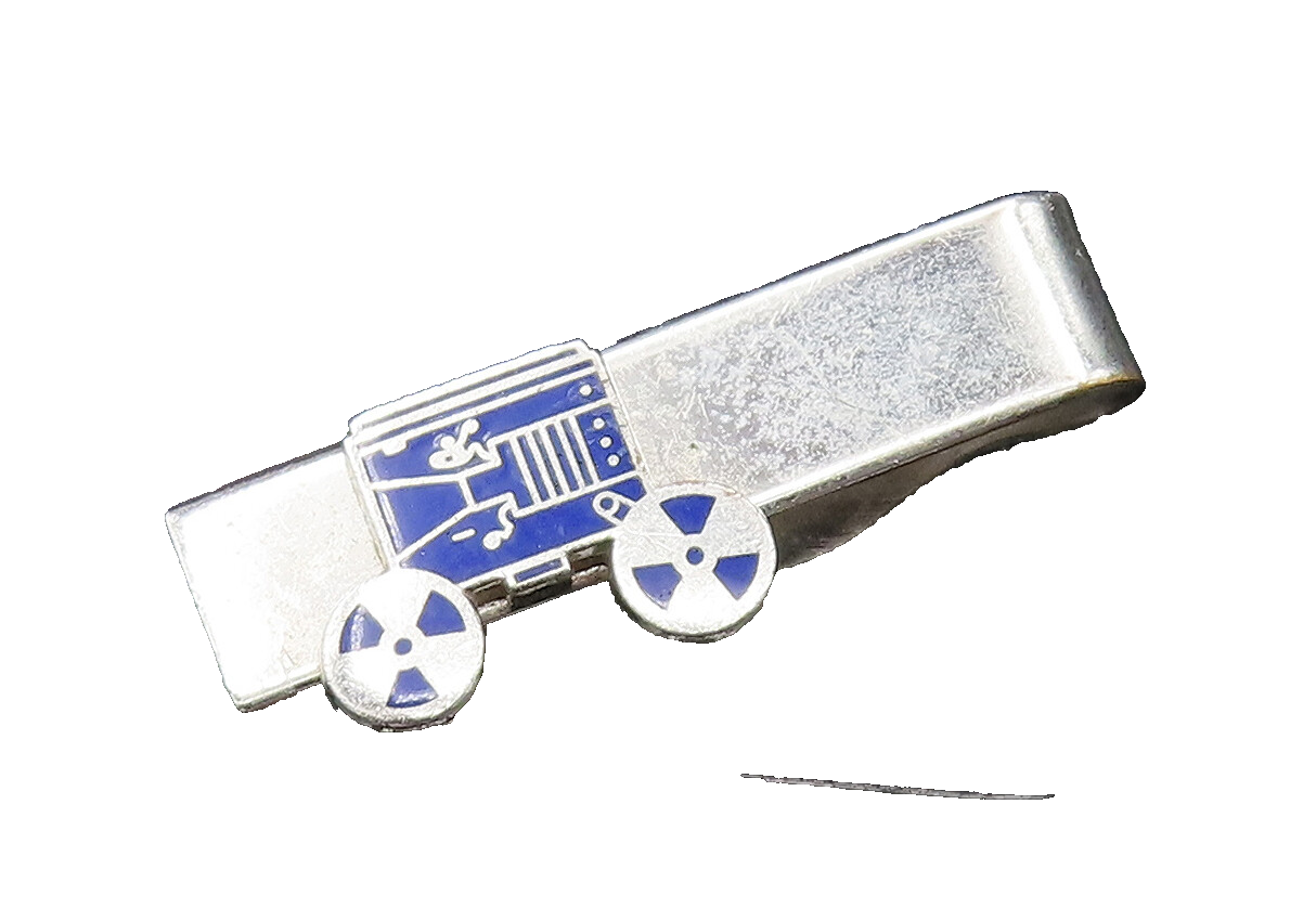 925 Sterling Silver  Vintage Blue Enamel Old Motion Film Tie Clip  TR3341