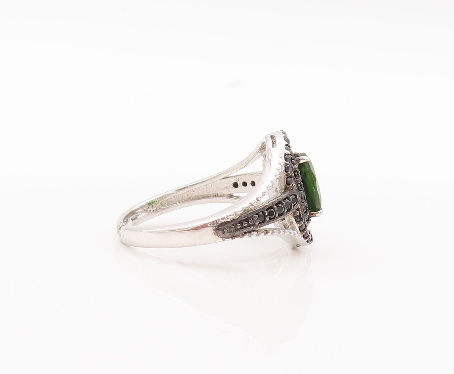 925 Sterling Silver Vintage Ring Green Topaz Cutout Spinel Bands  Sz 7  RG29733