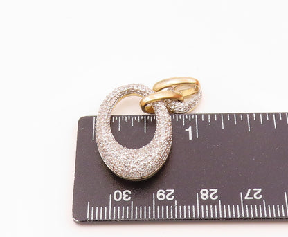 925 Sterling Silver  Vintage Cubic Zirconia Golf Plated Oval Pendant  PT17636