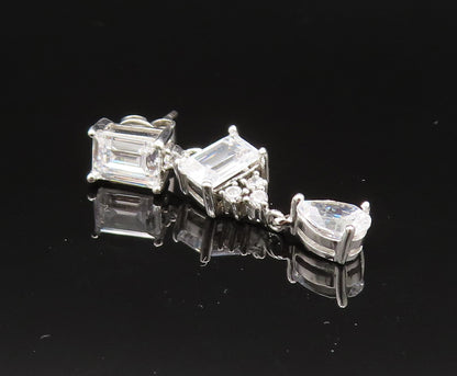 925 Silver  Vintage Dainty Multi Shape Cubic Zirconia Dangle Earrings  EG11740