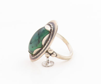 925 Sterling Silver Vintage Ring POLAND Cabochon Turquoise Band  Sz 6.5  RG35655