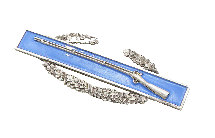 925 Sterling Silver  Vintage Enamel Coated Rifle Gun Wreath Lapel Pin  TR1682